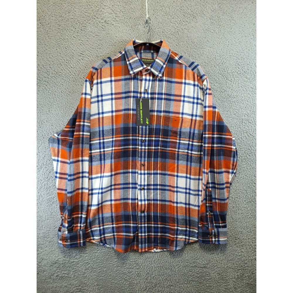 John Bartlett Consensus Flannel Shirt Mens Medium Multicolor Plaid Button Down‎